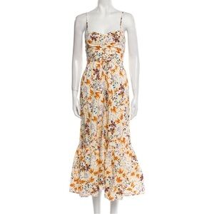 A.L.C. White Floral Midi Dress with multicolor print - Size 8
